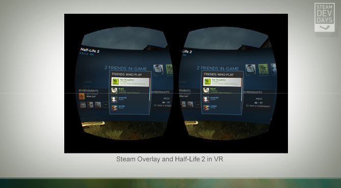 Die Steam-Overlay im VR Modus von Half-Life 2[Quelle: Valve/Ludwig]